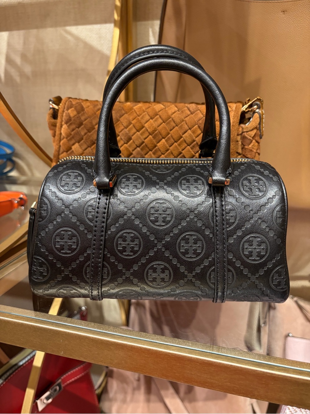 Tory Burch Black Embossed Mini Dome Satchel new with tag from retail store !